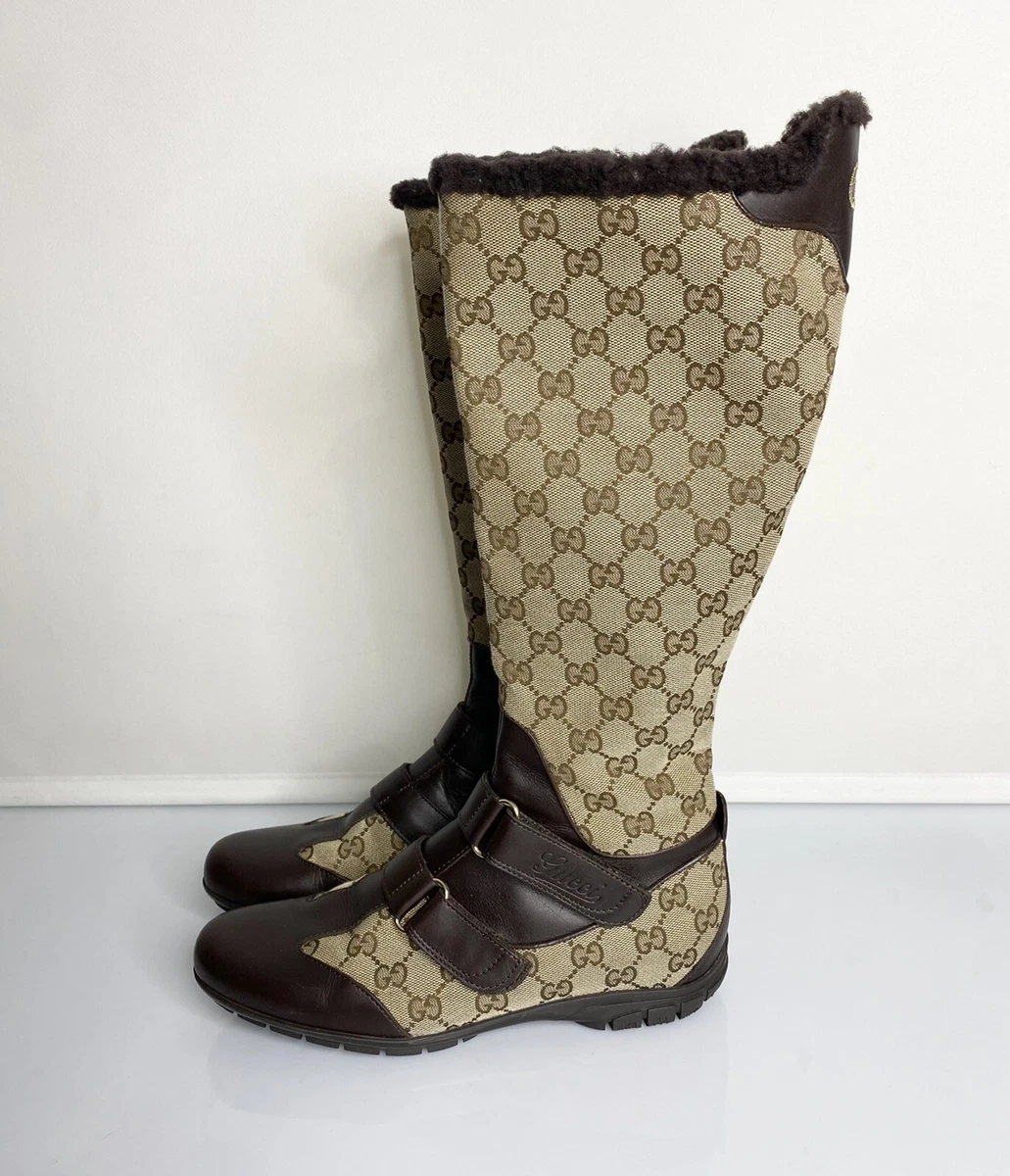 Gucci Ellis GG-Monogram Canvas Knee-High Boots