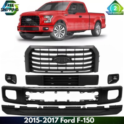 Front Bumper Face Bar Paintable & Grille Assembly Kit For 2015-2017 Ford F-150