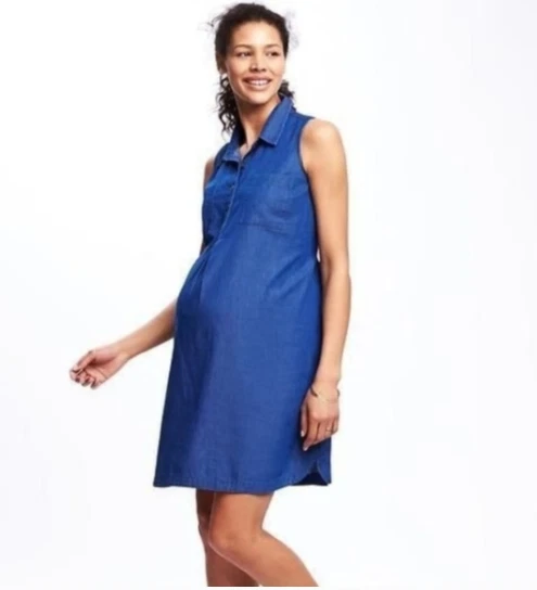 old navy denim maternity dress Maternity Sleeveless Jean Mini Dress