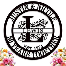 Anniversary Metal Gifts,Custom Family Name Sign,Custom Metal Last Name Sign