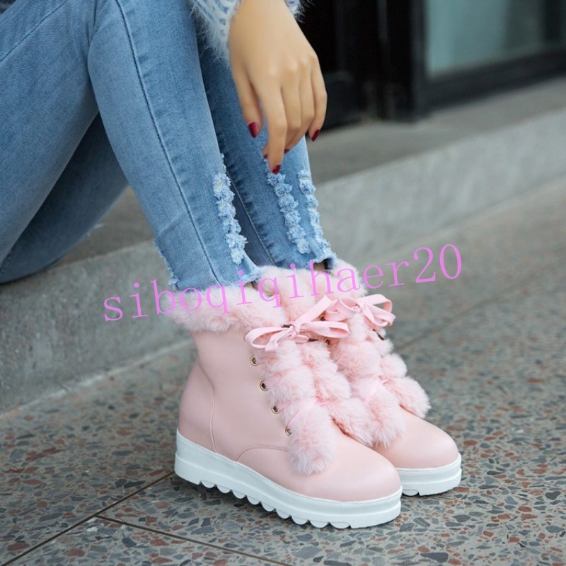 SWEET Donna da neve pelliccia pelliccia STIVALETTI STRINGATI INVERNALI CON TACCO NASCOSTO PL taglia SWEET Donna da neve pelliccia pelliccia STIVALETTI STRINGATI INVERNALI CON TACCO NASCOSTO PL taglia