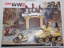 Sluban M38B0696 Bataille de Stalingrad Char + moto + canon + décor + figurines