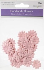 Fleurs en papier 32/PKG, rose avec nacre