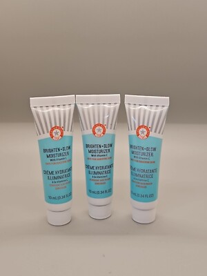 {K21} 3x First Aid Beauty Brighten+Glow Moisturizer Vitamin C Trial Size .34 Oz