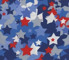 PATRIOTIC STARS RED WHITE BLUE PACKED 100 COTTON FABRIC QUILTING 27" 3/4 yard