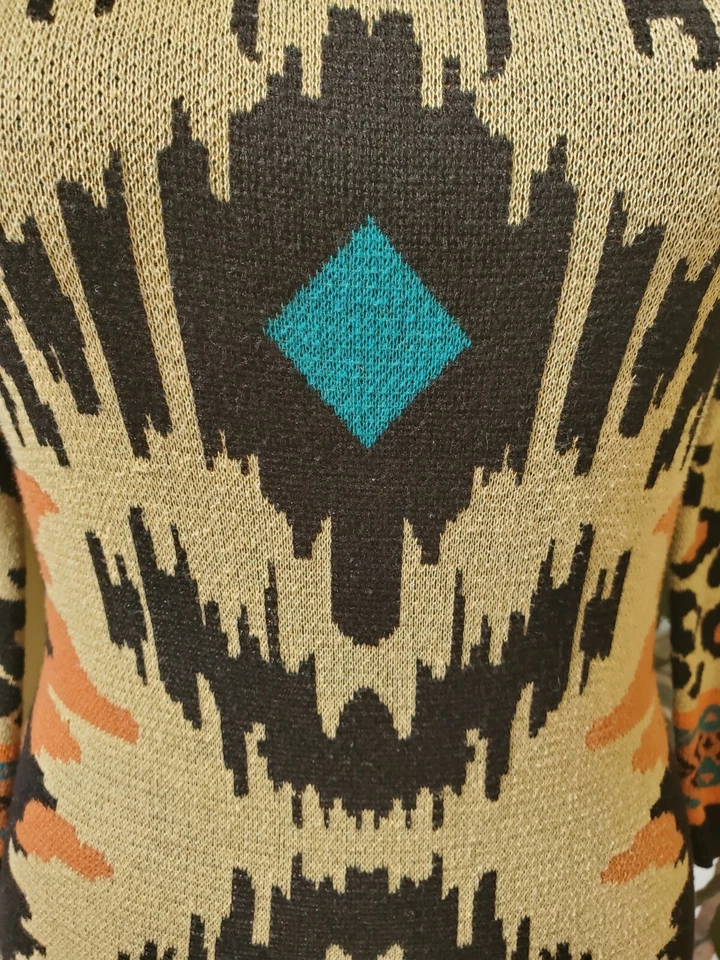 FLYING TOMATO Patrón Azteca Suéter Tejido Tribal Bodycon Vestido Mediano Foto 4 de 4