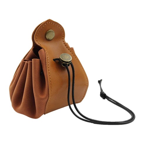 Rustic Dice Storage Bag PU Leather Drawstring Jewelry Coin Storage Pouch Purse