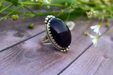 925 Sterling Silver Natural Black Onyx Ring Gemstone Women Jewelry For Her D 2
