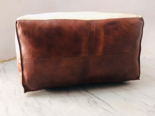 Pouf Leather Moroccan Ottoman Footstool Handmade Pouffe Genuine - Picture 5 of 8