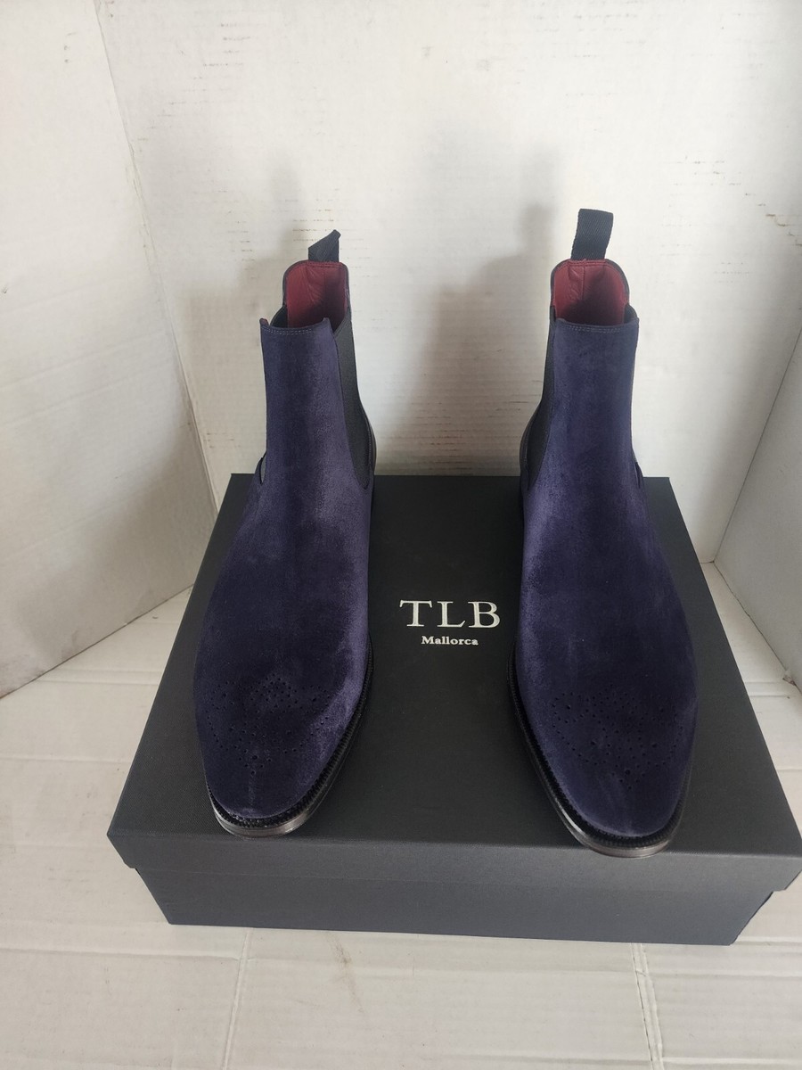 TLB MALLORCA Men's Navy Leather/Suede Chelsea Boots Size