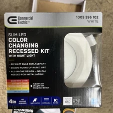 Commercial Electric 4 in. CCT Integrated LED Recessed Light Trim w/ N. LigHT