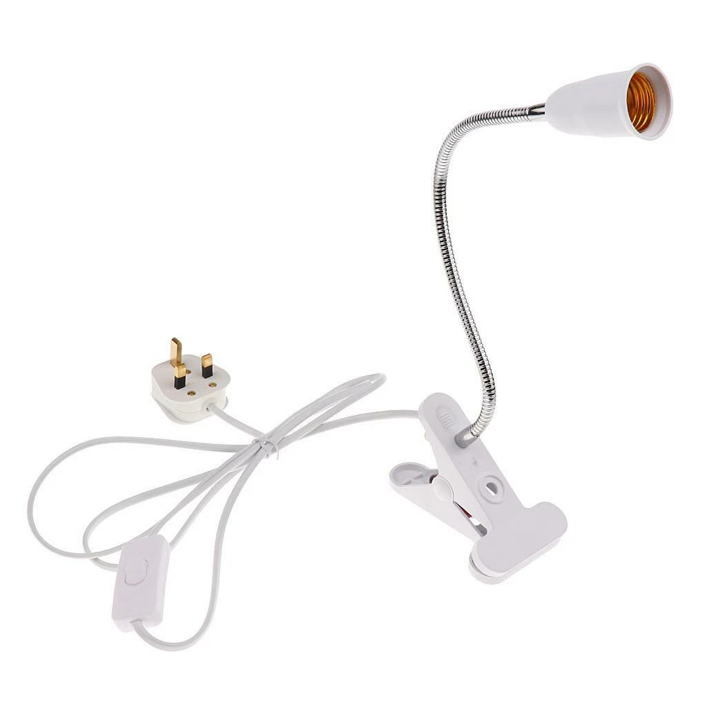 E27 Light Bulb Clamp Lamp Holder Stand w On Off Switch Flexiable UK Plug