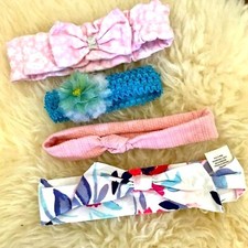 Baby Girl Headband Bows Bundle of Four Flowers Pink Girly Sweet Spring Easter