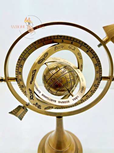 12" Brass Armillary Sphere with Arrow Nautical Maritime Astrolabe Globe Decor - Picture 5 of 9