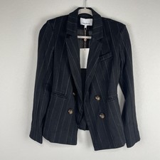 New Heartloom Black Striped Liam Double Breasted Blazer Size Xs