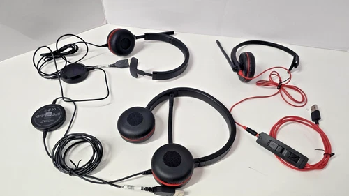 3x Pro Wired Headsets Plantronics & Jabra GN USB Mic Mono & Stereo Lot