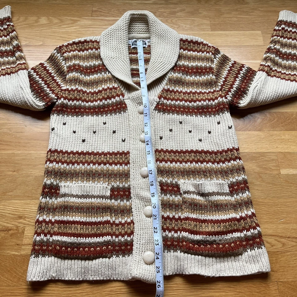 Cárdigan grueso suéter vintage Miller Outerwear Western Cowichan a rayas M Foto 3 de 4