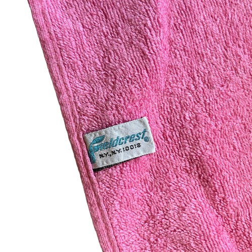 Asciugamano vintage Fieldcrest con frange rosa bianco fiori margherite made in USA - Foto 5 di 5
