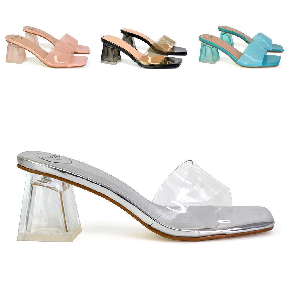 Low heel shop perspex sandals