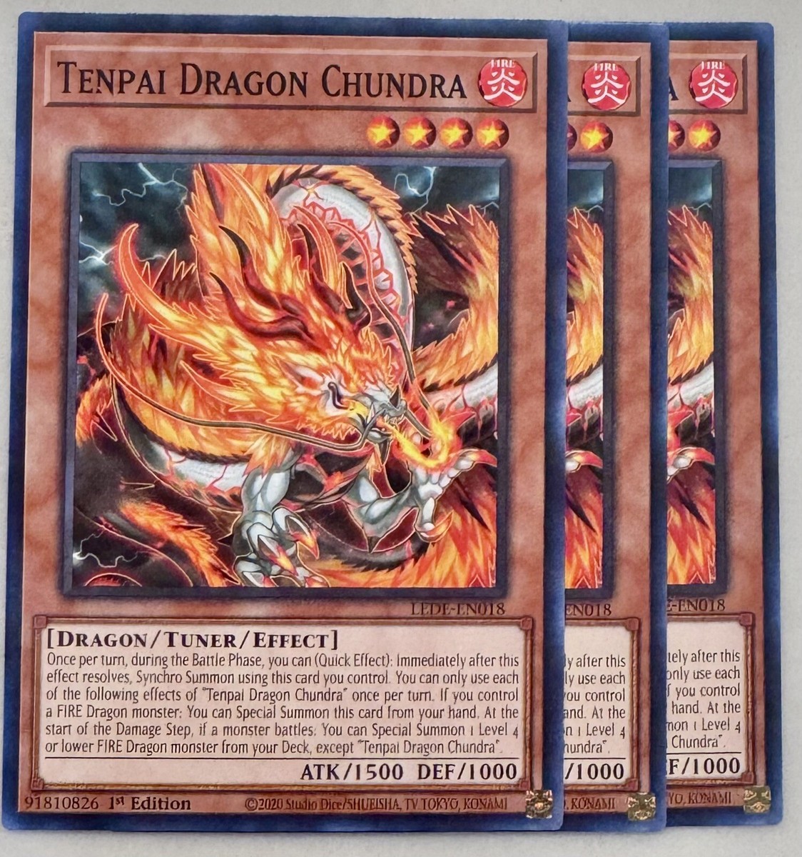 Yugioh! 3x Tenpai Dragon Chundra LEDE-EN018 Common 1st Ed NM | eBay