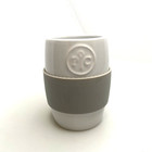 Pampered Chef Mug Silicone Gripper Egg Cooker, Cake, Oatmeal 17oz White