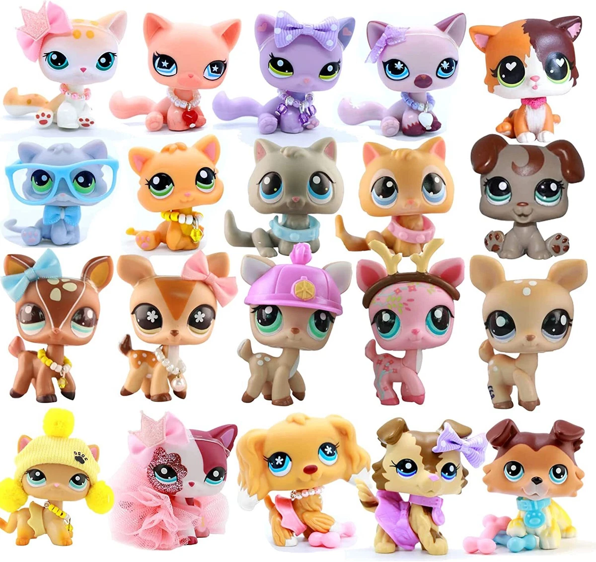 Littlest Pet Shop LPS Lot Random 3PC LPS Toys Set LPS Kitten LPS Deer LPS  Collie