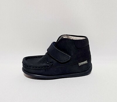 Step2wo UVP £50 blau Nubuk Echtleder Stiefel Schuhe Jungen Kleinkinder UK Größe 6