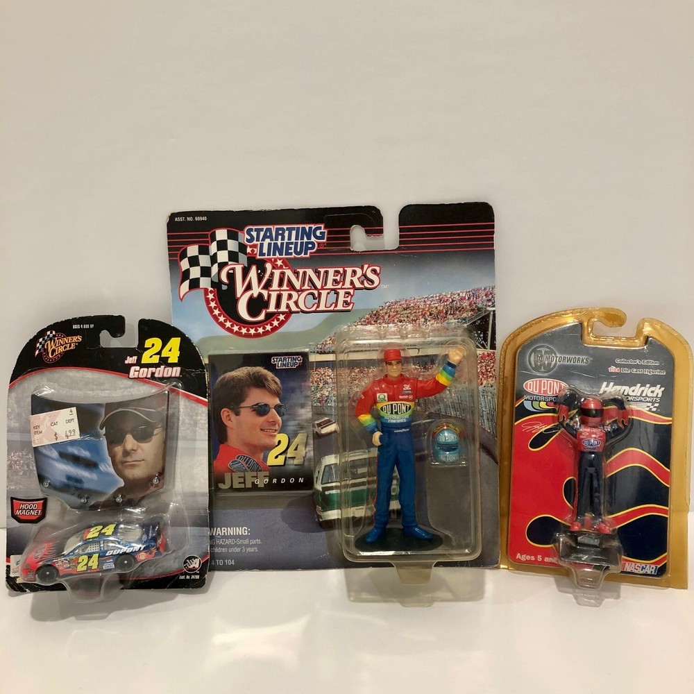 Jeff Gordon Nascar Collectibles, Winners Circle Figures, Ornament, Tin, 5 Piece