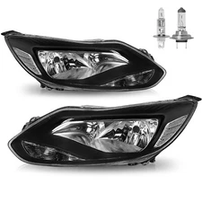 For 2012-2014 Ford Focus [OE Style] 2Pcs Black Headlights Assembly w/Bulbs 12-14