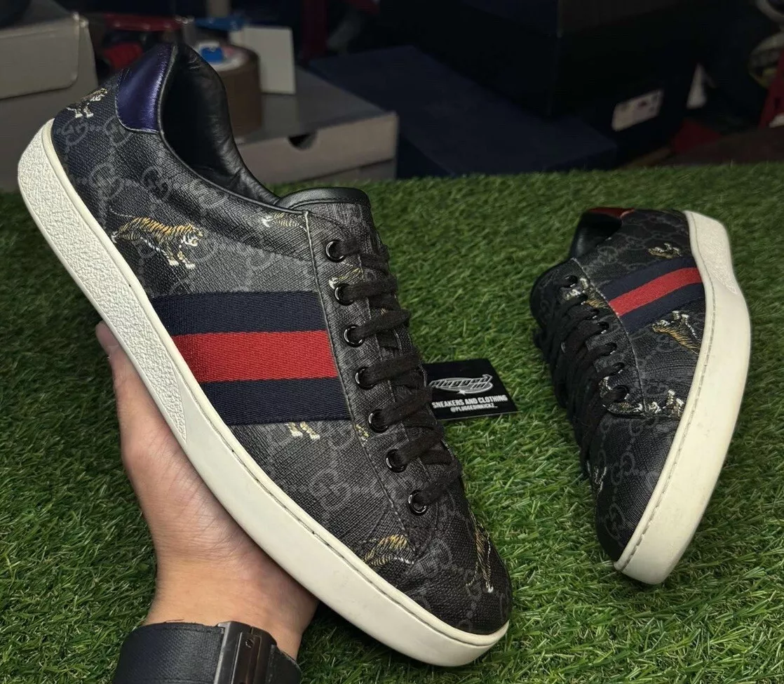 Taille 8 G (8,5 US)   Gucci Tiger Ace GG Supreme Monogram   EXCELLENT ÉTAT !