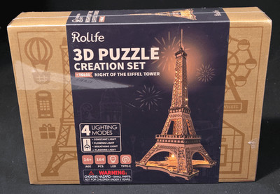 Rolife Robotime Night Of The Eiffel Tower 3D Wooden Puzzle New Sealed TGL01