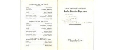 Child Education Foundation 1949 Commencement Program NYC Teacher Training