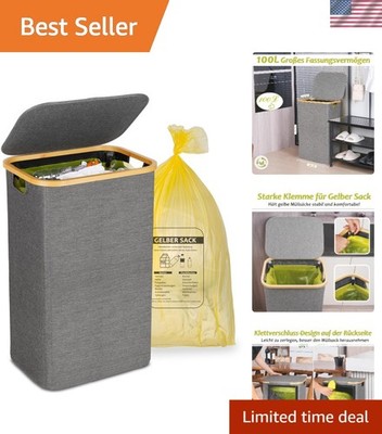 Gelber Sack Ständer 100L, Mülleimer mit Deckel, Müllsackständer für Gelbe Säc...