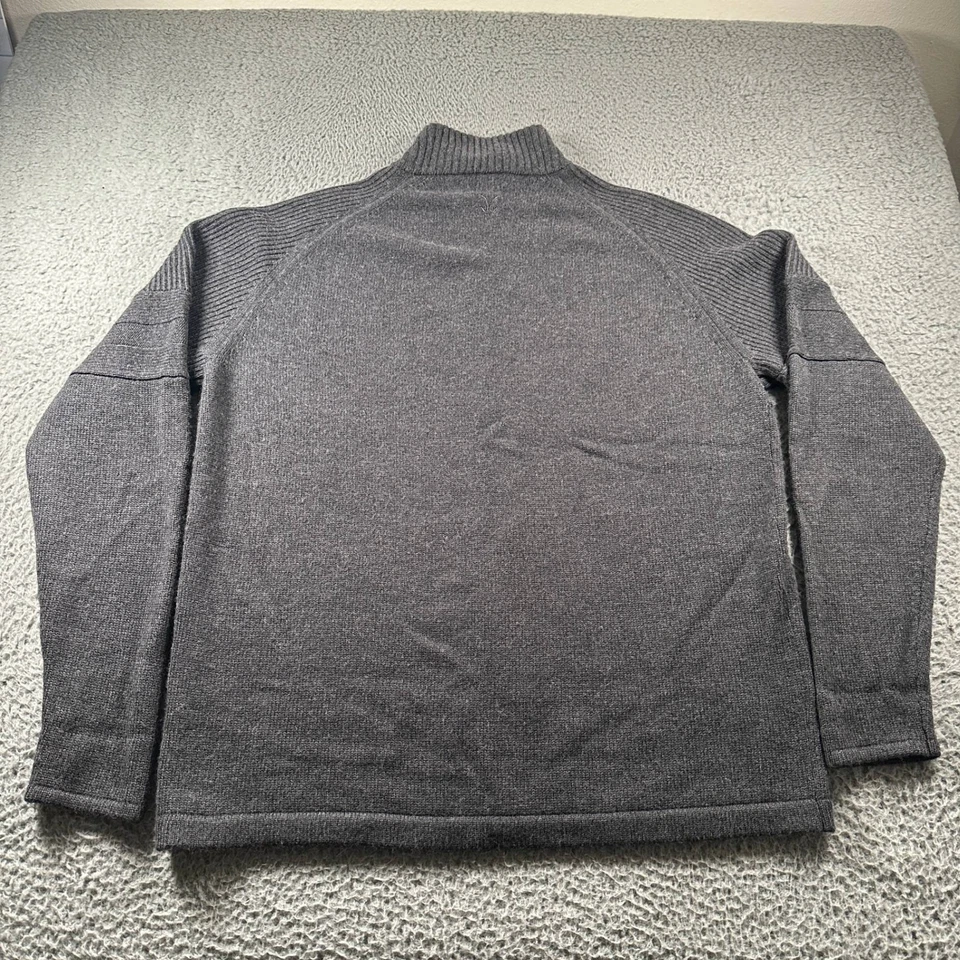 Ibex Merino Wool Zip Sweater Mens XXL Charcoal Full Zip Mock Neck Ribbed Warm - Image 4 of 4