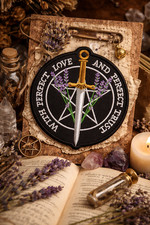 Witch Dagger Lavender Embroidered Patch Iron-On Gothic Occult Badge