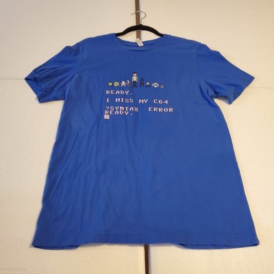 I Miss My C64 Commodore 64 Pixel Art T-Shirt Men's L Bella+Canvas Blue Retro