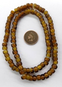 100 RARE Fawn Brown White Heart African Trade Beads T2610 W91
