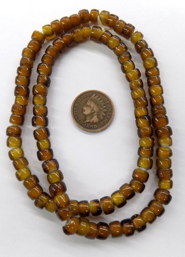 100 RARE Fawn Brown White Heart African Trade Beads T2610 W91
