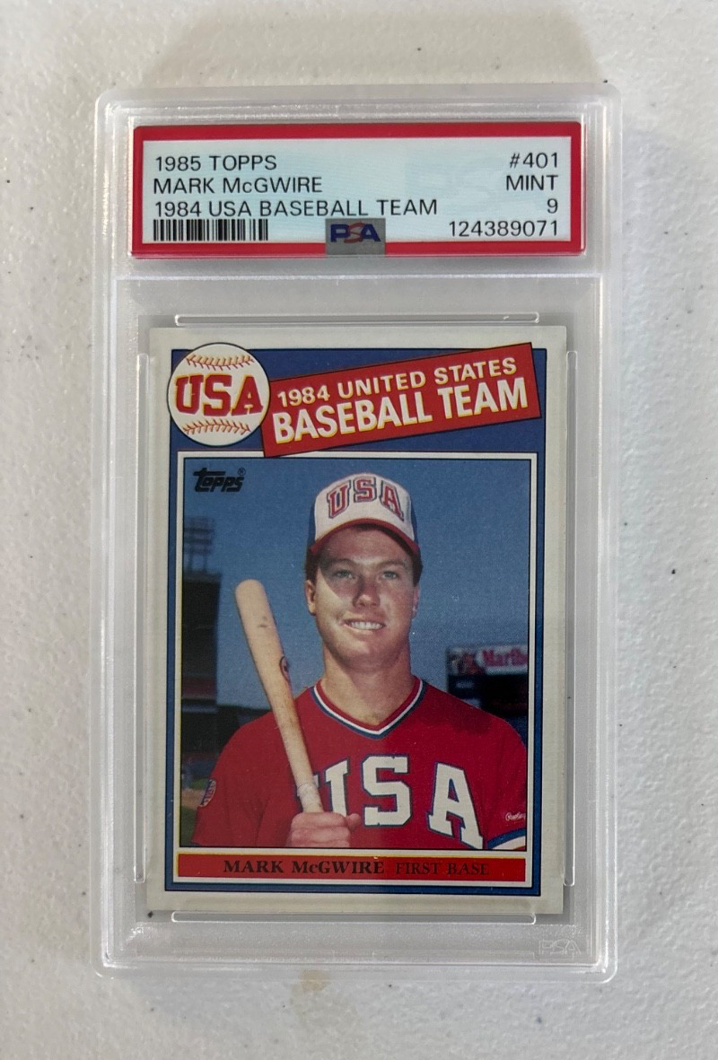 1985 TOPPS BASEBALL #401 MARK McGWIRE 1984 USA BASEBALL TEAM PSA 9 MINT