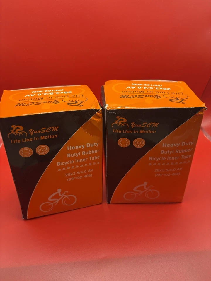 Paquete de 2 tubos interiores de goma butílica de alta resistencia YunSCM 20x3,5/4,0 AV neumático grueso Foto 4 de 4