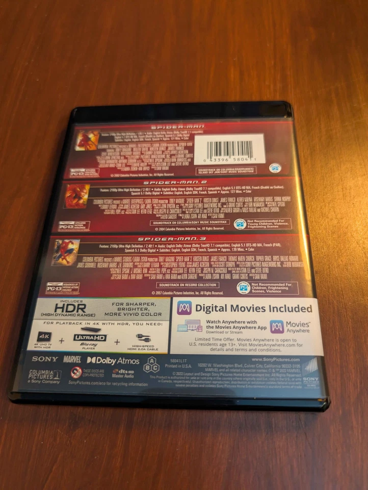 Spider-Man Trilogy (4K Ultra HD) Like New, No Digital Codes - Image 4 of 4
