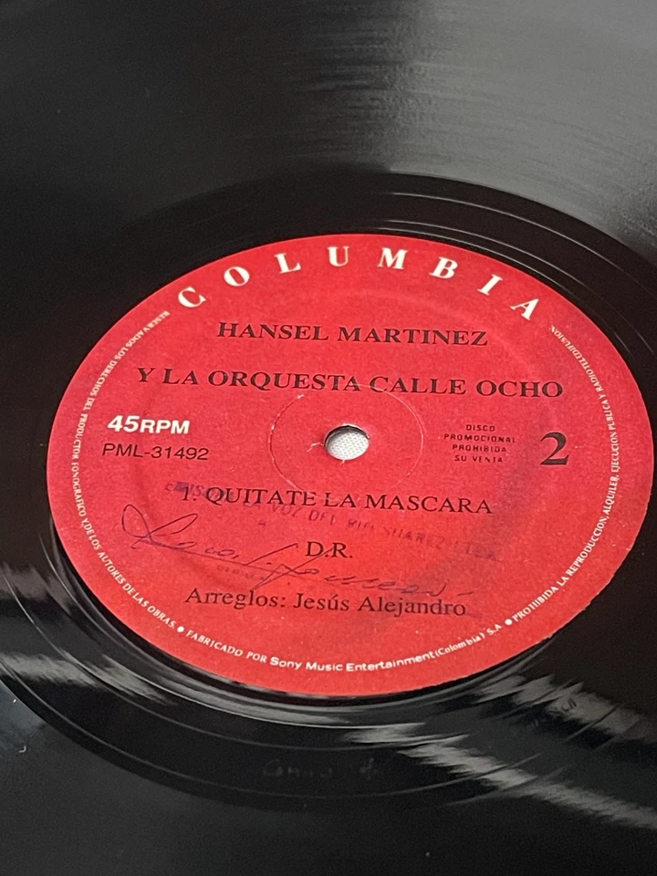 Hansel Martinez Y La Orquesta Calle Ocho – Quitate La Mascara 12", 45rpm Rare - Image 3 of 4