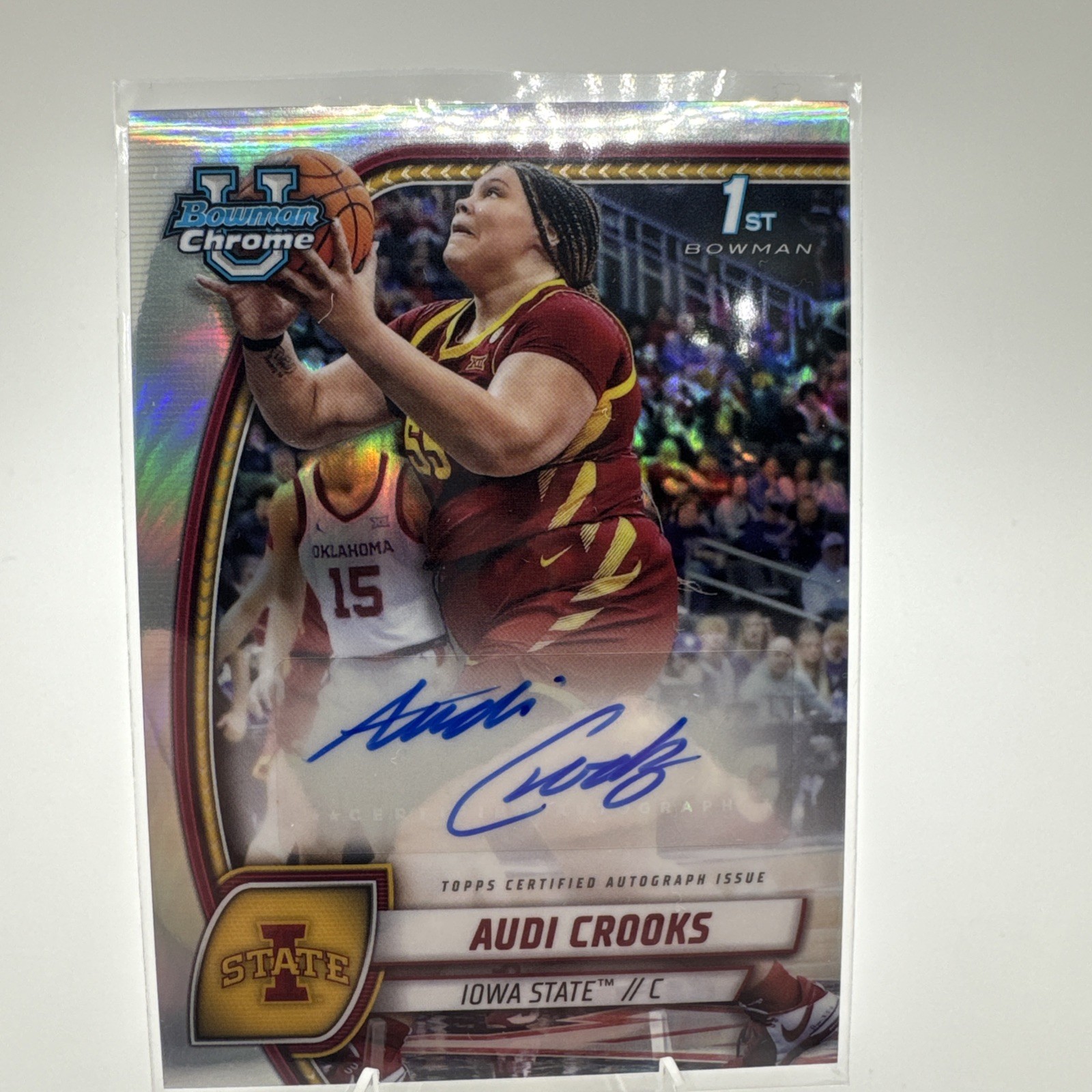 2024-25 Bowman University Chrome Audi Crooks 1st #9 Refractor Auto Iowa State