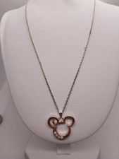 Mickey Mouse Silvertone Chain Pendant Rhinestones Walt Disney