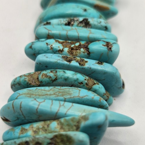 Vtg Turquoise Slab Tab Necklace Natural Matrix Heishi Beads Southwest 21" 126g - Afbeelding 15 van 18