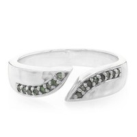 Cavill Ring Smaragd 0,08Ct Diamant Pavé 925 Sterling Silber Modern- Echtschmuck
