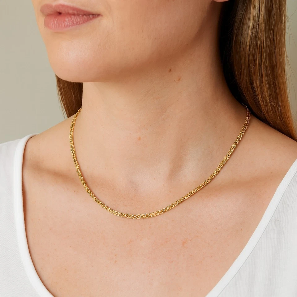 Cadena Bismark de oro amarillo de 9 quilates de 18 pulgadas de largo de Citerna Foto 3 de 4