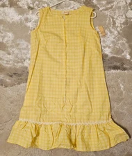 Vintage House Dress Muumuu- Medium- Sleeveless Yellow Check -Braille Sibley tag 