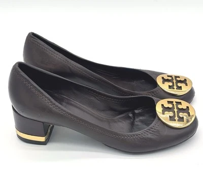 Tory Burch Dark Brown Leather Janey Block Heel Pumps Shoes Size EUR 36 - Image 1 of 4
