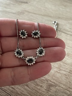 Elegantes Silber Set Ohrringe Sternsaphire 925